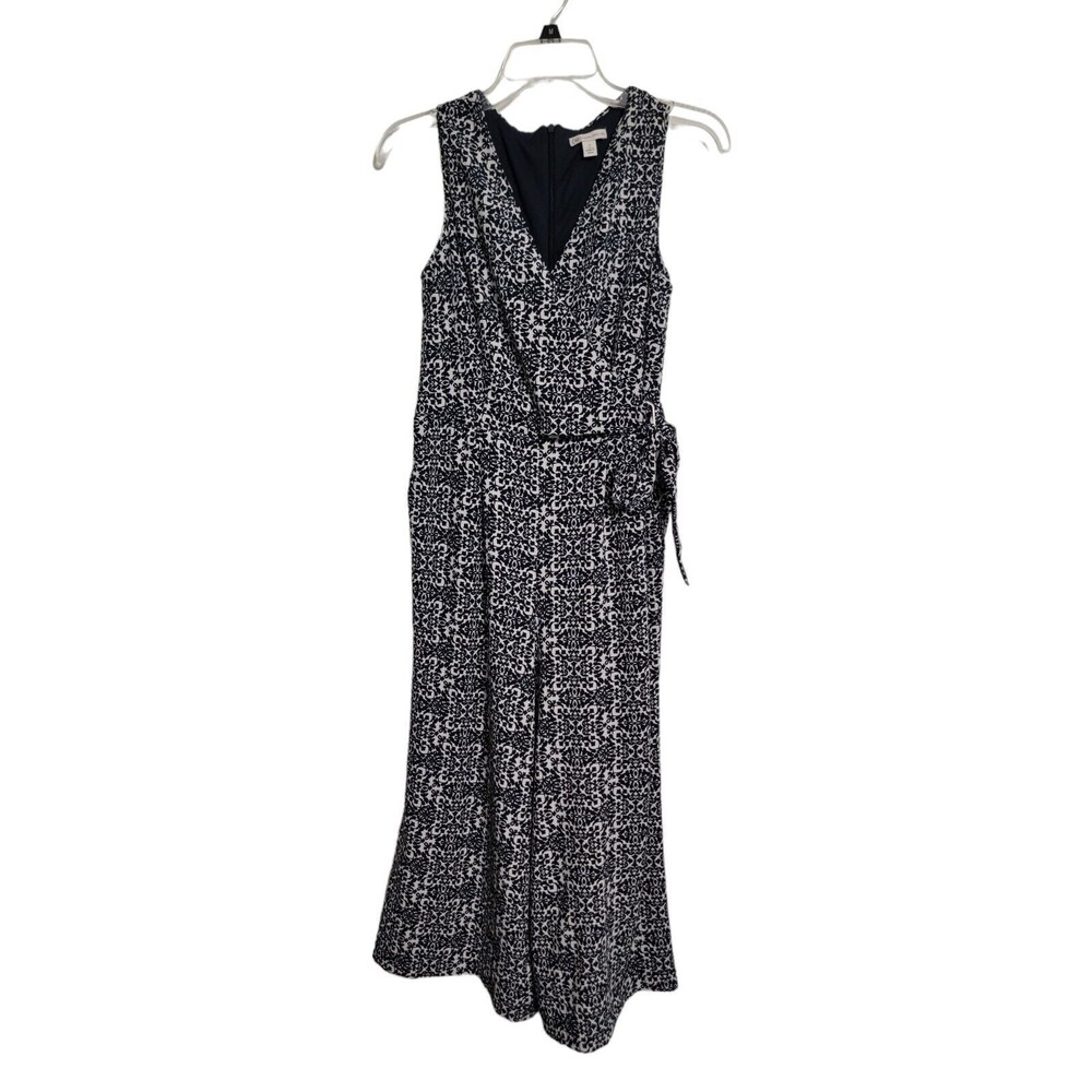Cato Established 1946 Black & White Jumpsuit Pantsuit Wrapped Front Wide Leg S 2